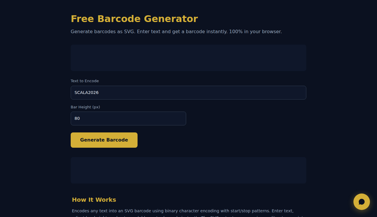 Free Barcode Generator - S.C.A.L.A.