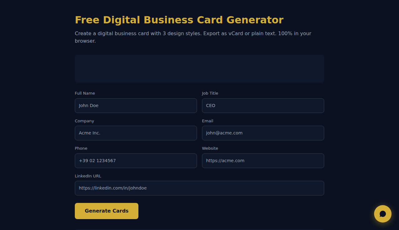 Free Digital Business Card Generator - S.C.A.L.A.
