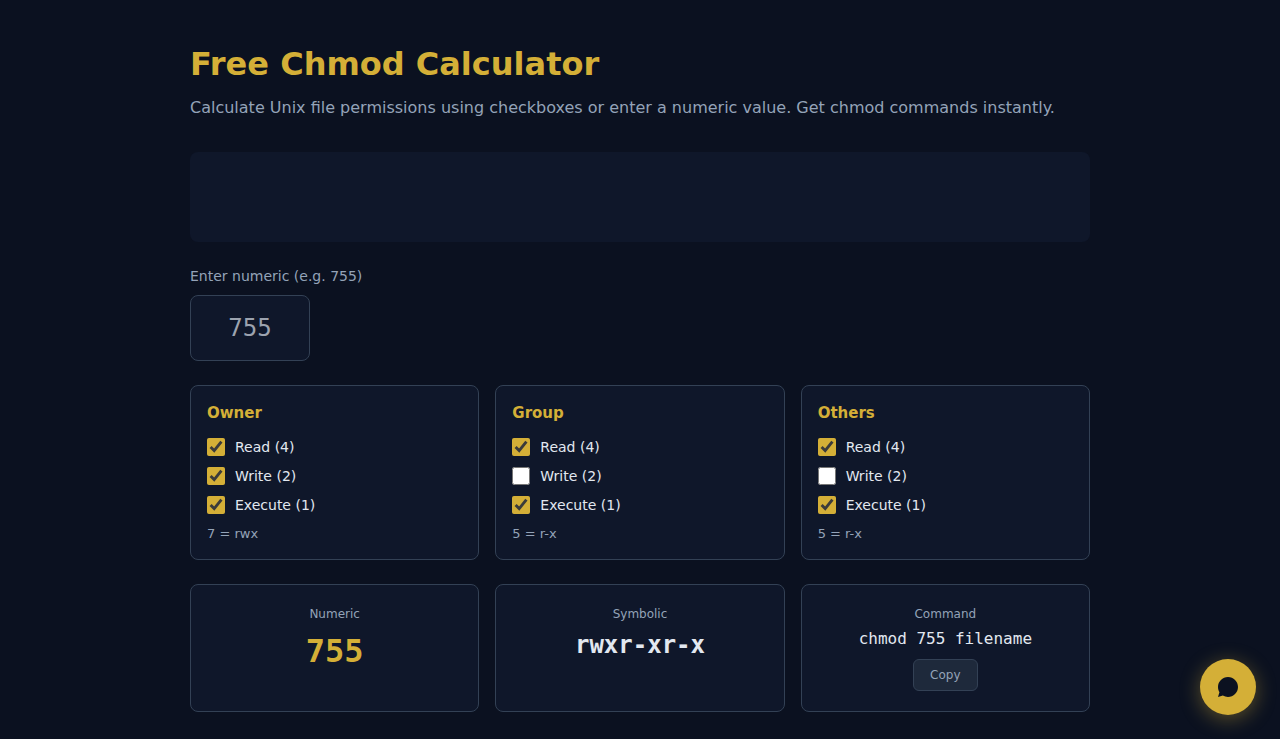 Free Chmod Calculator - S.C.A.L.A.