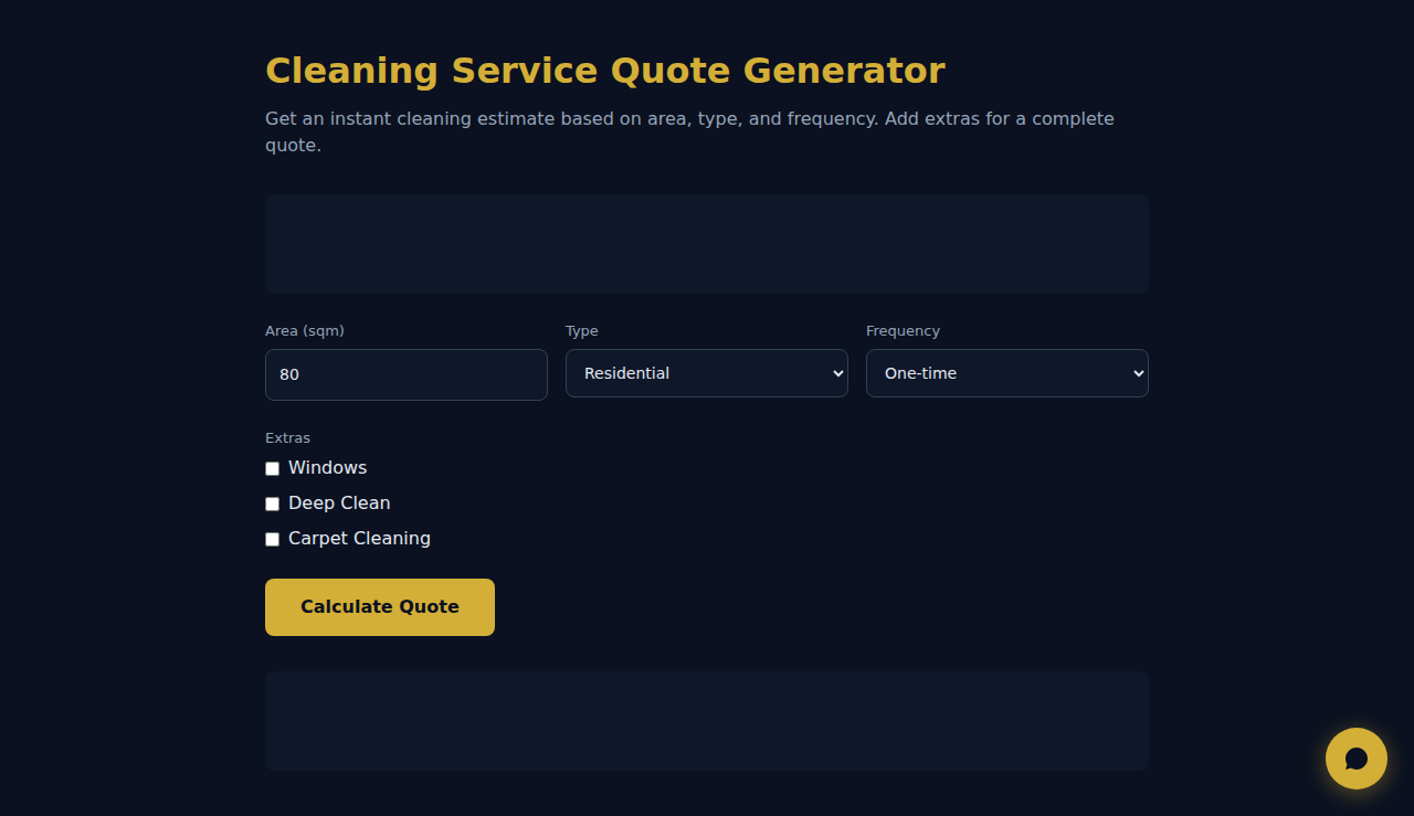 Cleaning Service Quote Generator - S.C.A.L.A.