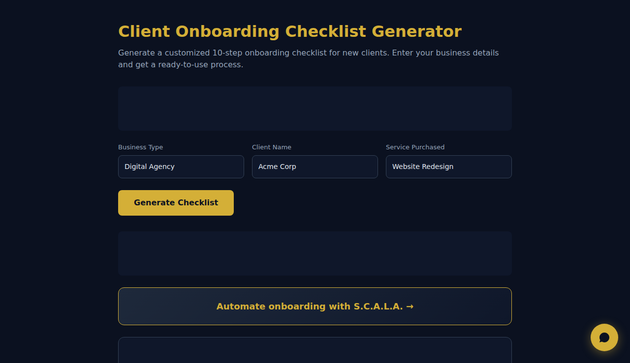 Client Onboarding Checklist Generator - S.C.A.L.A.