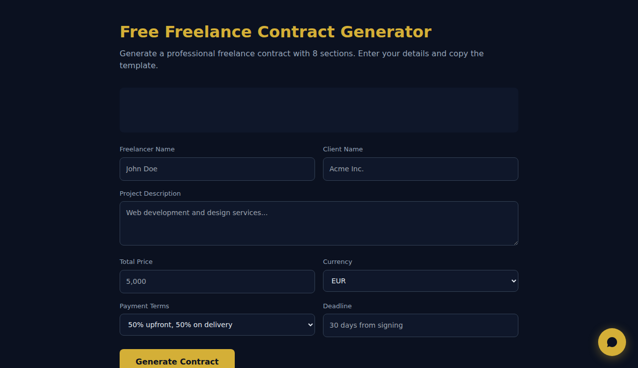 Free Freelance Contract Generator - S.C.A.L.A.