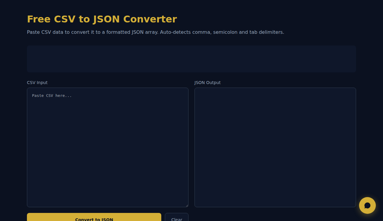 Free CSV to JSON Converter - S.C.A.L.A.