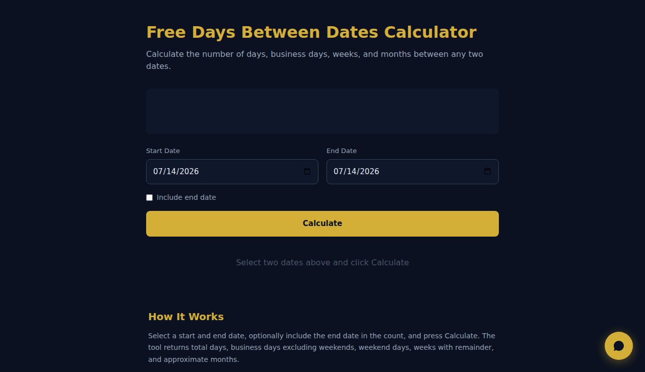 Free Days Between Dates Calculator - S.C.A.L.A.