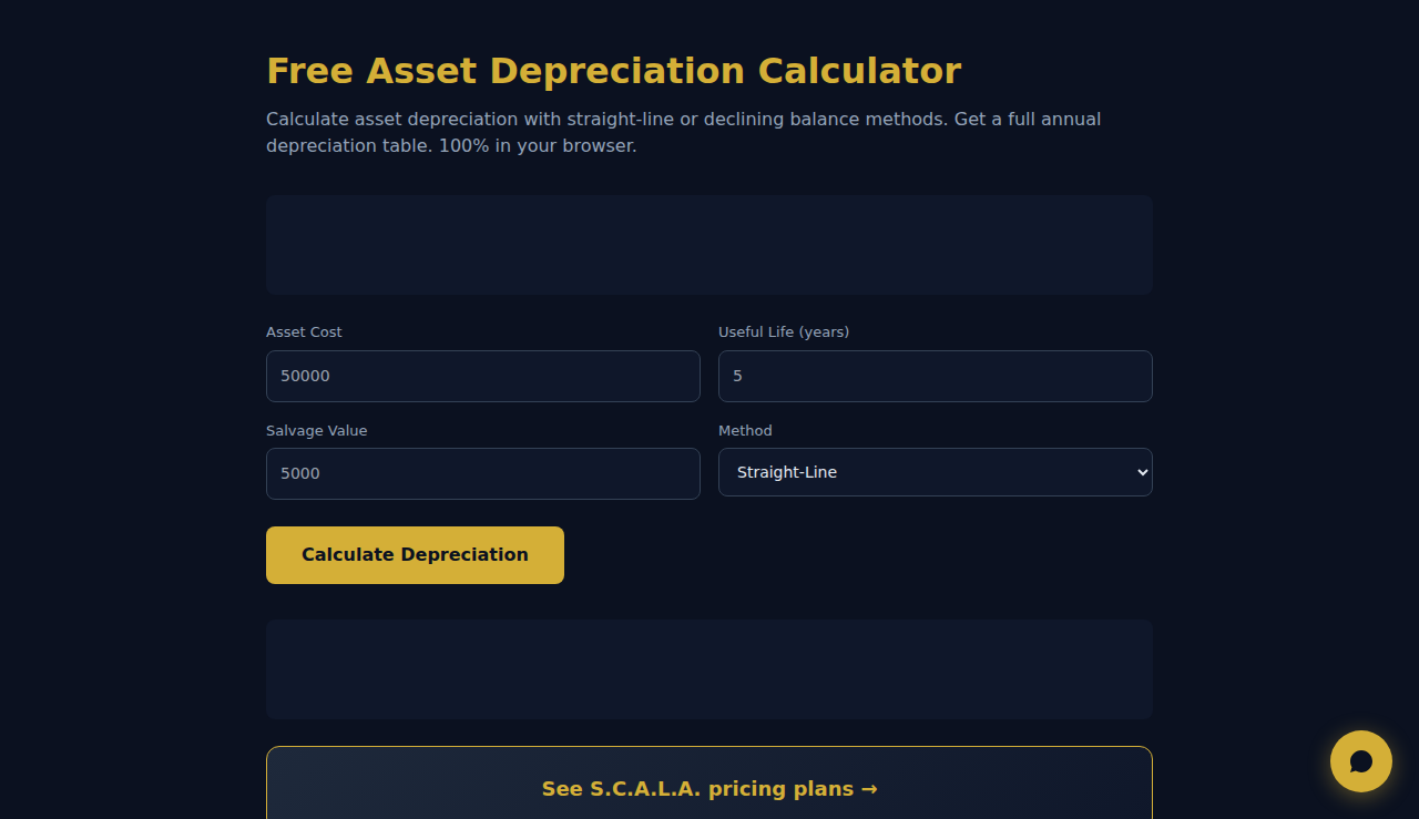 Free Asset Depreciation Calculator - S.C.A.L.A.