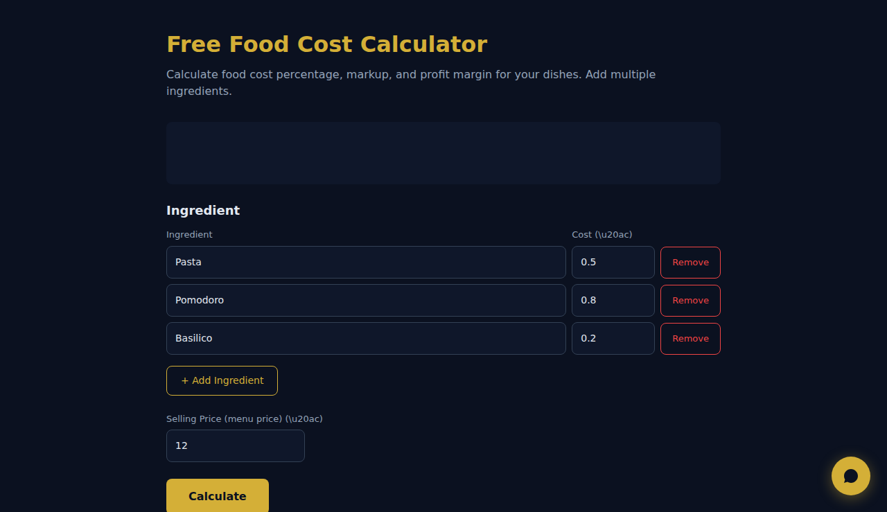 Free Food Cost Calculator - S.C.A.L.A.