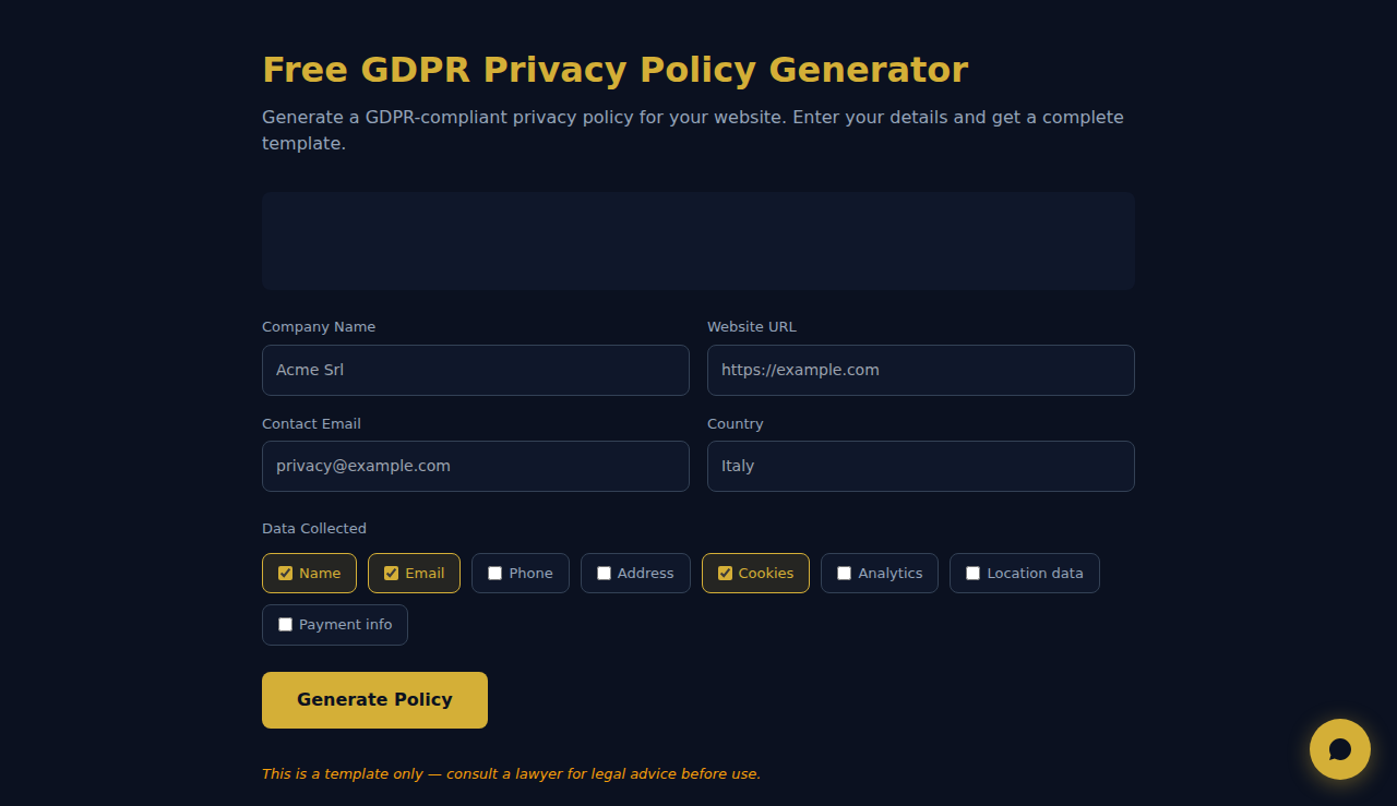 Free GDPR Privacy Policy Generator - S.C.A.L.A.