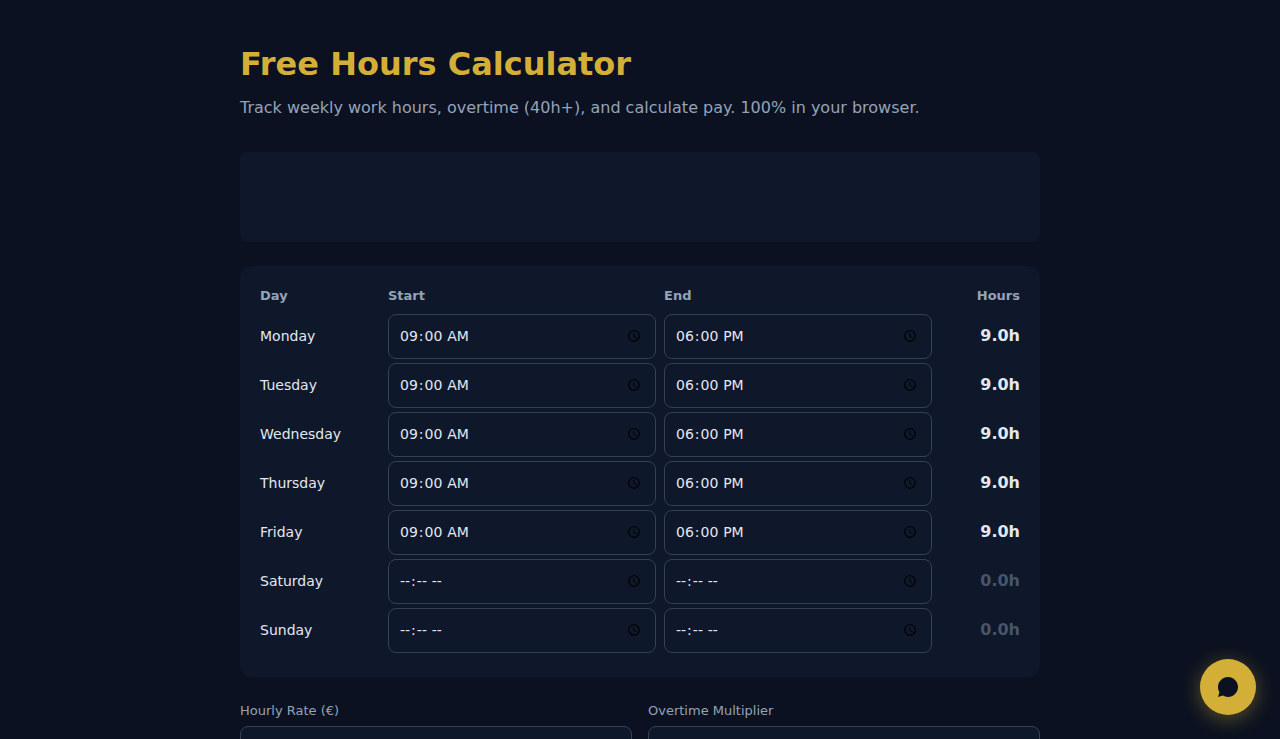 Free Hours Calculator - S.C.A.L.A.
