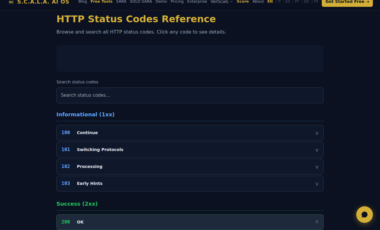 HTTP Status Codes Reference - S.C.A.L.A.