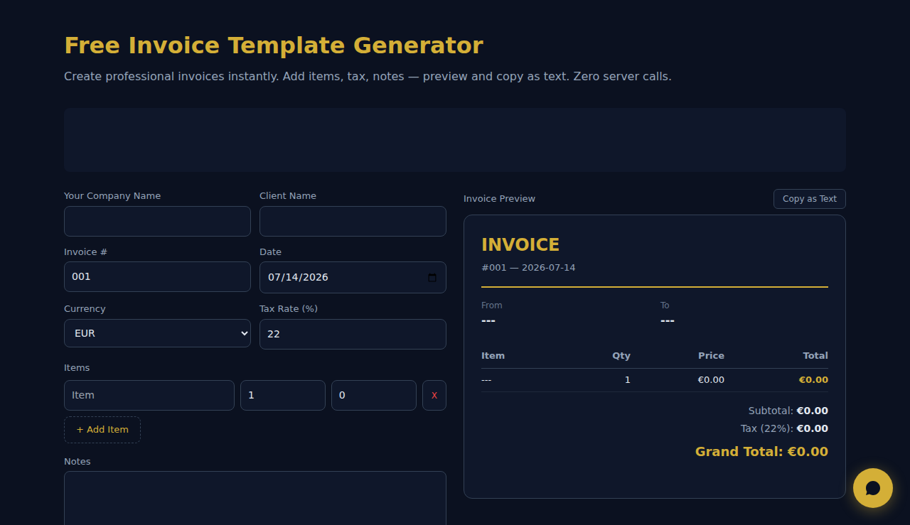 Free Invoice Template Generator - S.C.A.L.A.