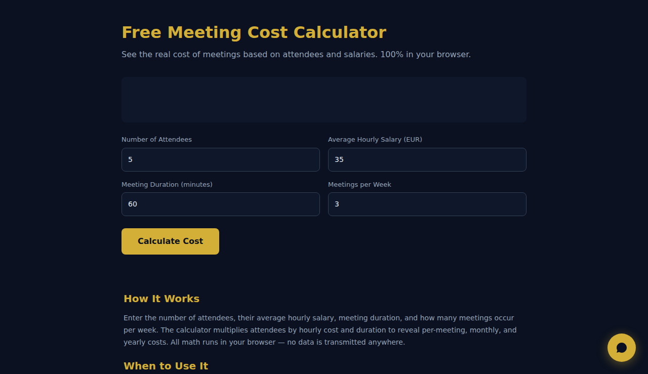 Free Meeting Cost Calculator - S.C.A.L.A.