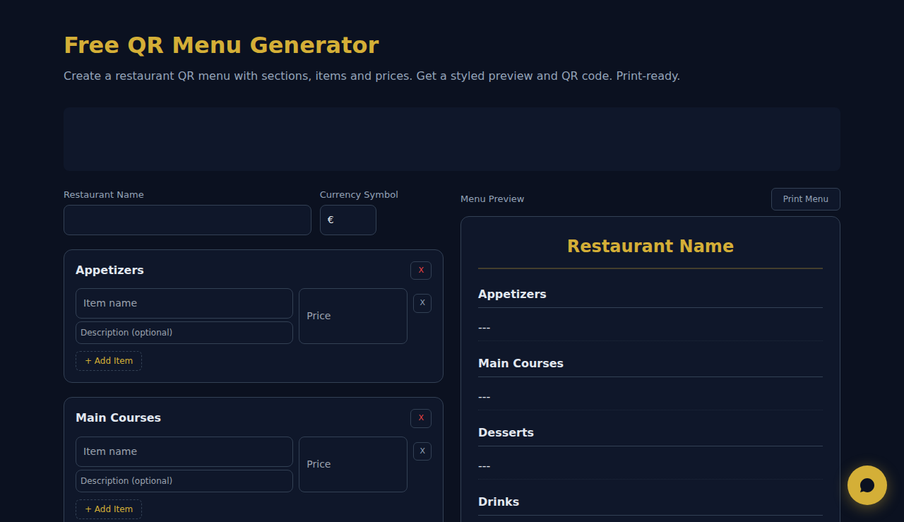 Free QR Menu Generator - S.C.A.L.A.