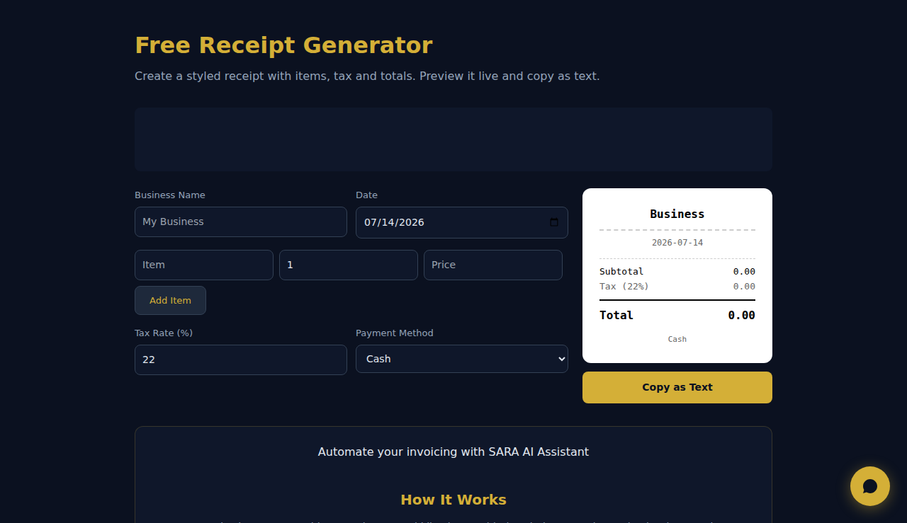 Free Receipt Generator - S.C.A.L.A.