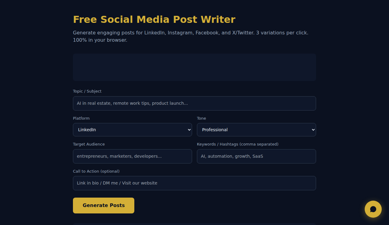 Free Social Media Post Writer - S.C.A.L.A.