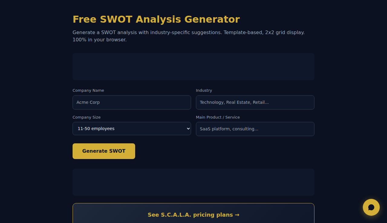 Free SWOT Analysis Generator - S.C.A.L.A.