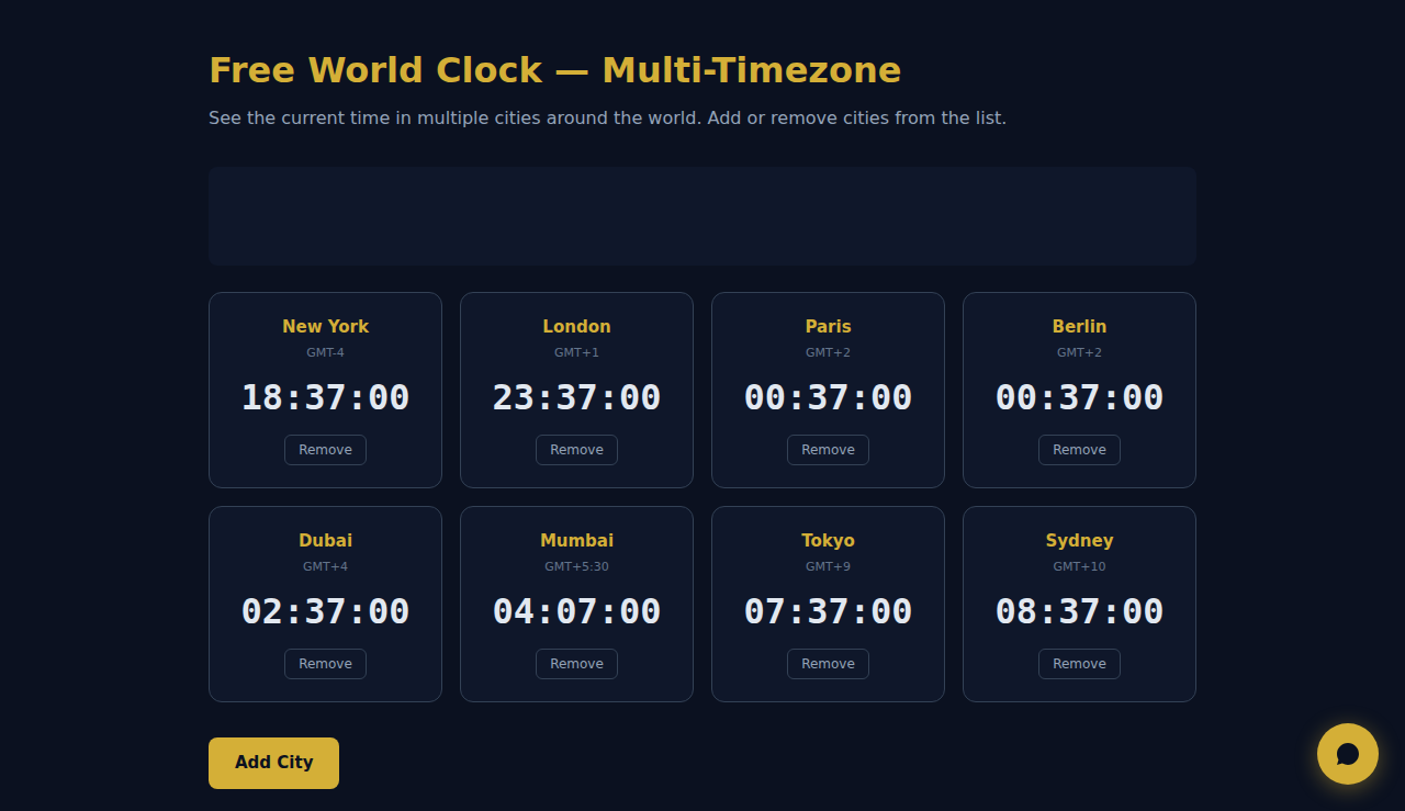 Free World Clock — Multi-Timezone - S.C.A.L.A.