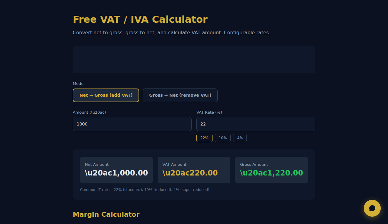 Free VAT / IVA Calculator - S.C.A.L.A.